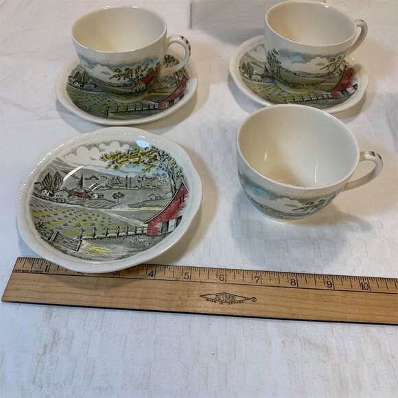 TEA SET & DINNER SET For 4: Vintage Alfred Meakin Home Pastures Made In England - Picture 15 of 16